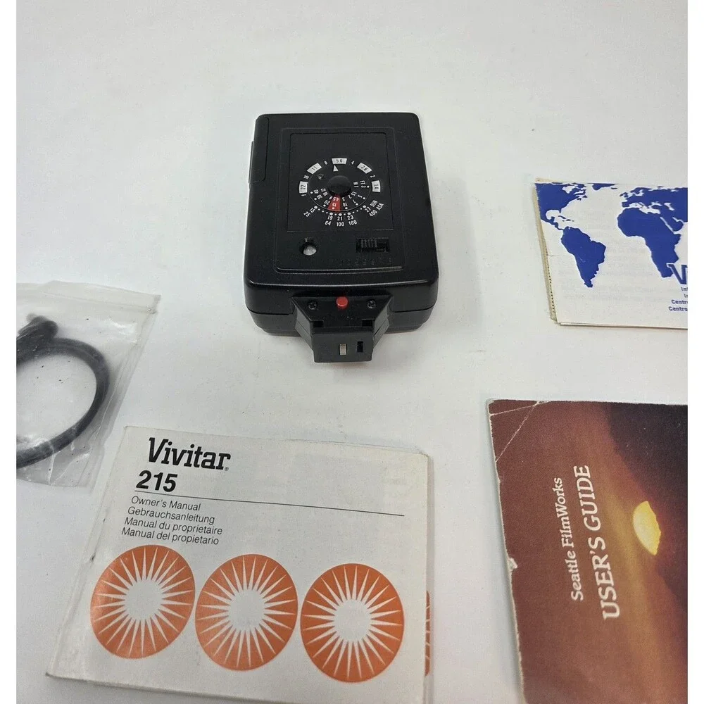 Vivitar Auto 215 Shoe Mount Flash Vintage Film Camera Untested w/ Manual & Cord